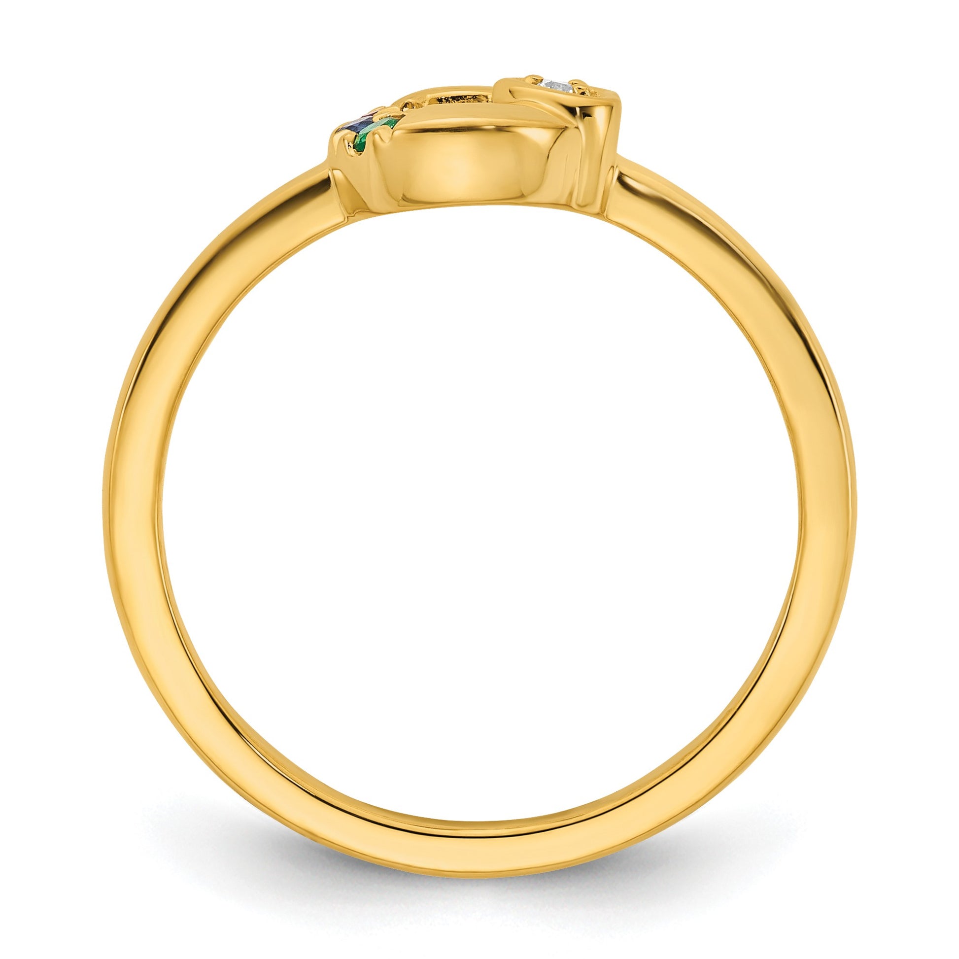 14k Dia. Heart w/ 3 Birthstone Mother's Circle Ring Semi-mount