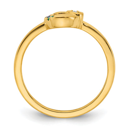 14k Dia. Heart w/ 3 Birthstone Mother's Circle Ring Semi-mount