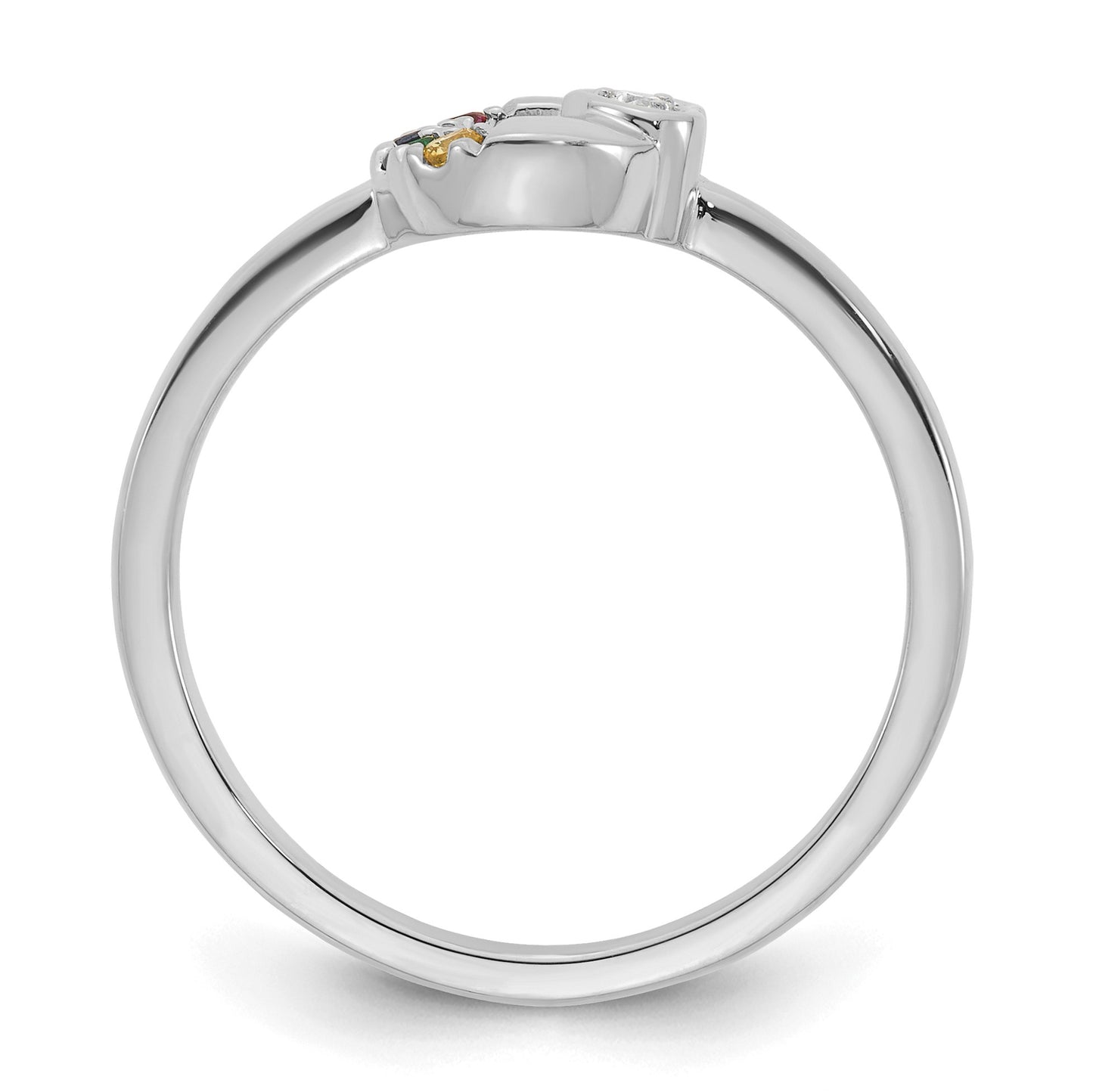 14k WG Dia. Heart w/ 4 Birthstone Mother's Circle Ring Semi-mount