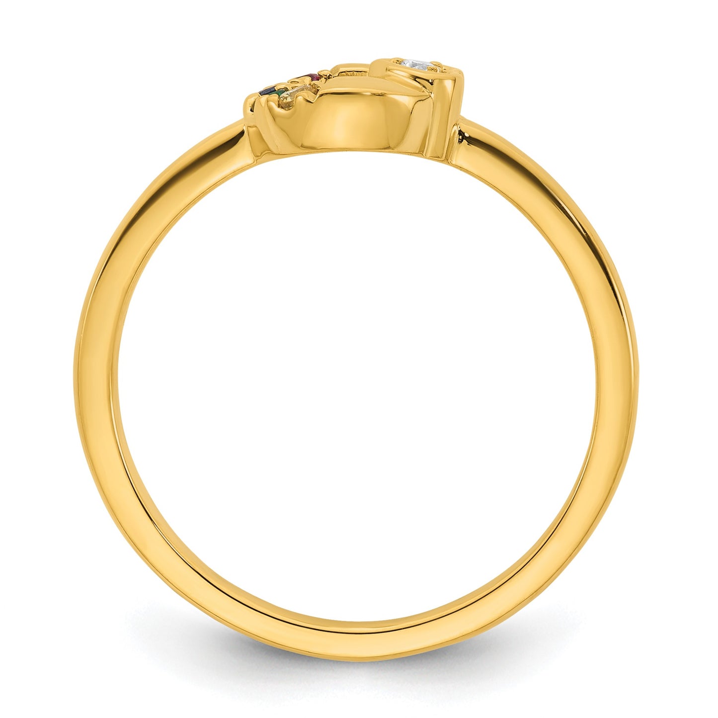 14k Diamond Heart w/ 4 Birthstone Mother's Circle Ring Semi-mount