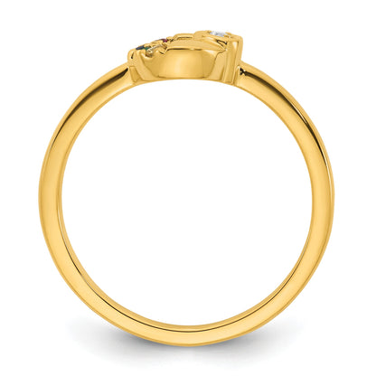 14k Diamond Heart w/ 4 Birthstone Mother's Circle Ring Semi-mount