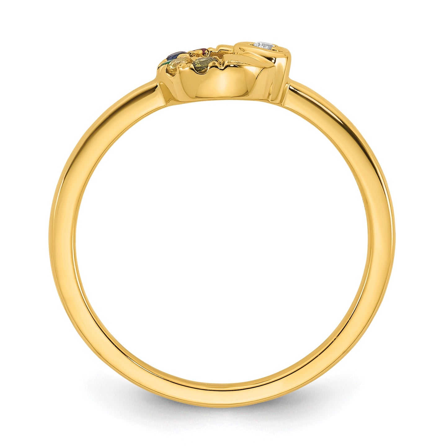 14k Diamond Heart w/ 5 Birthstone Mother's Circle Ring Semi-mount