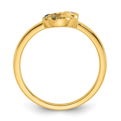 14k Diamond Heart w/ 5 Birthstone Mother's Circle Ring Semi-mount