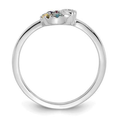 14k WG Dia. Heart w/ 6 Birthstone Mother's Circle Ring Semi-mount