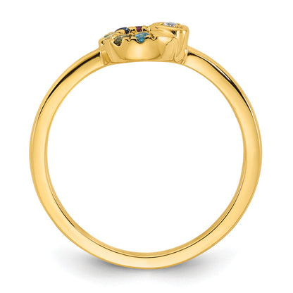 14k Dia. Heart with 6 Birthstone Mother's Circle Ring Semi-mount