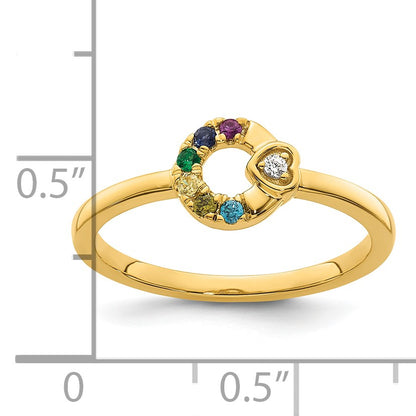 14k Dia. Heart with 6 Birthstone Mother's Circle Ring Semi-mount