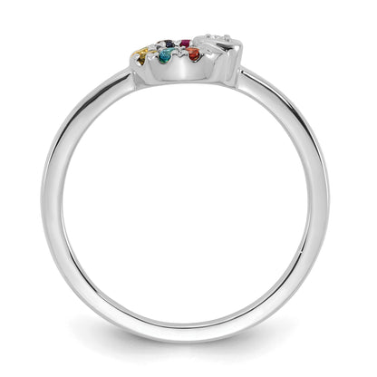 14k WG Dia. Heart w/ 7 Birthstone Mother's Circle Ring Semi-mount