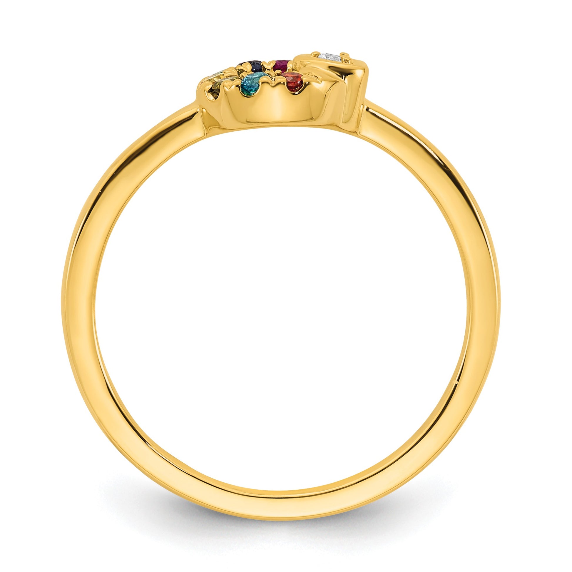 14k Dia.Heart with 7 Birthstone Mother's Circle Ring Semi-mount