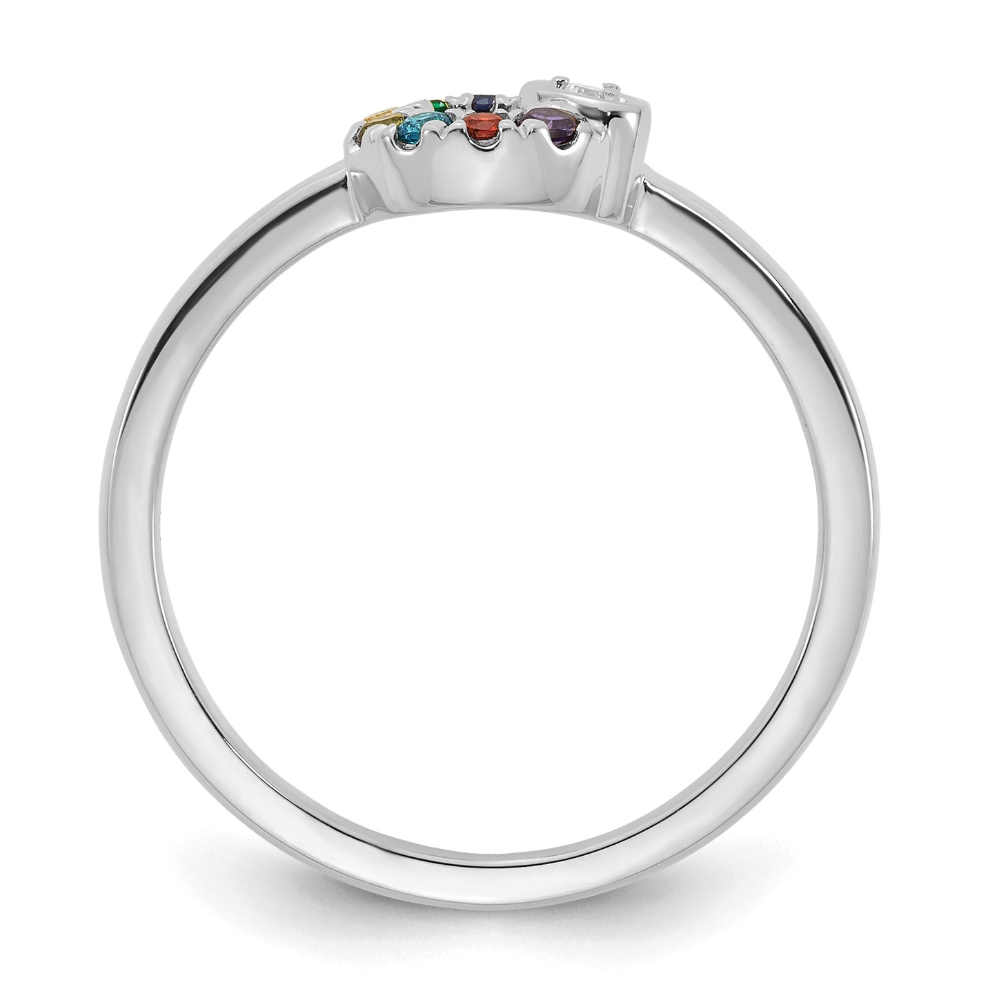 14k WG  Dia. Heart w/ 8 Birthstone Mother's Circle Ring Semi-mount