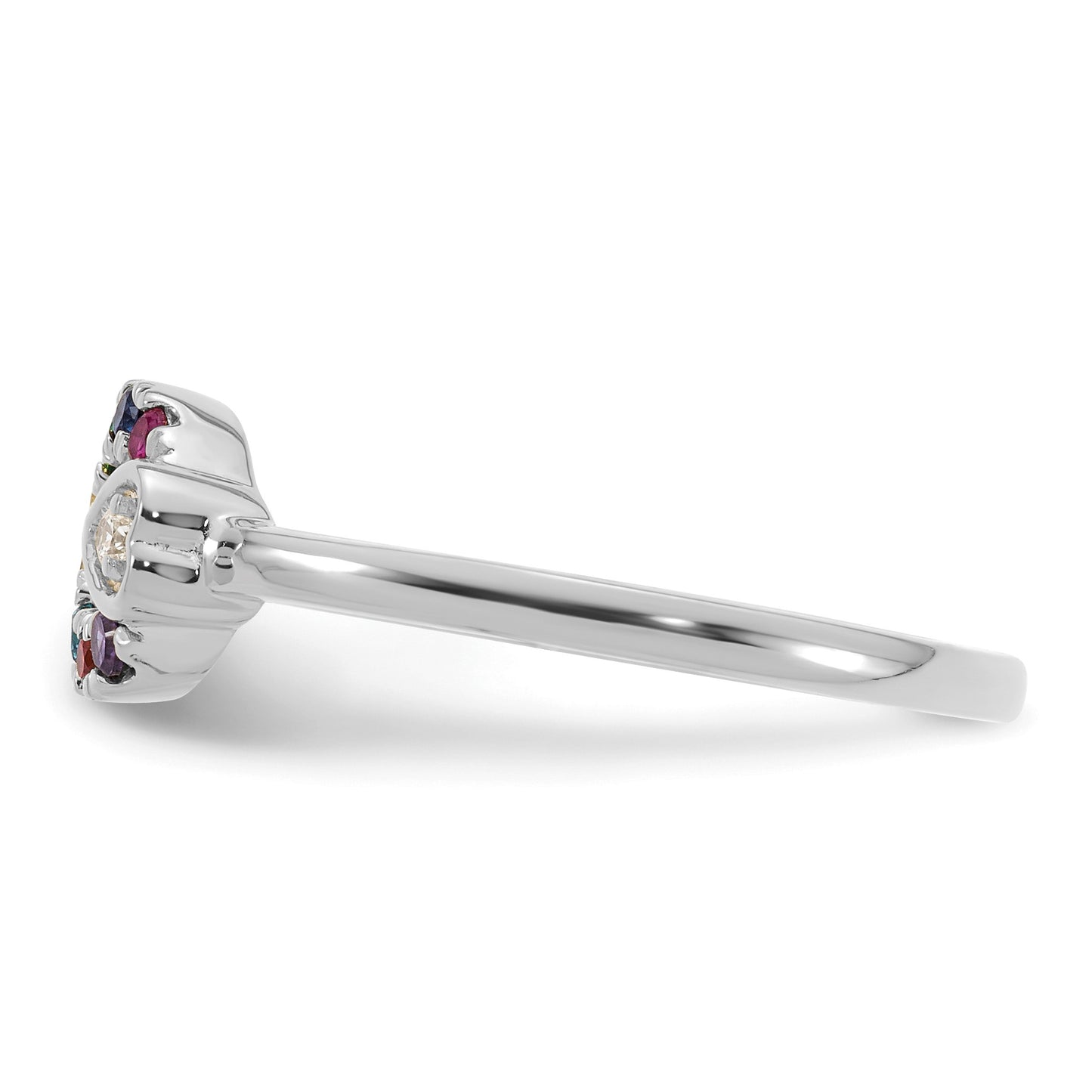 14k WG  Dia. Heart w/ 8 Birthstone Mother's Circle Ring Semi-mount