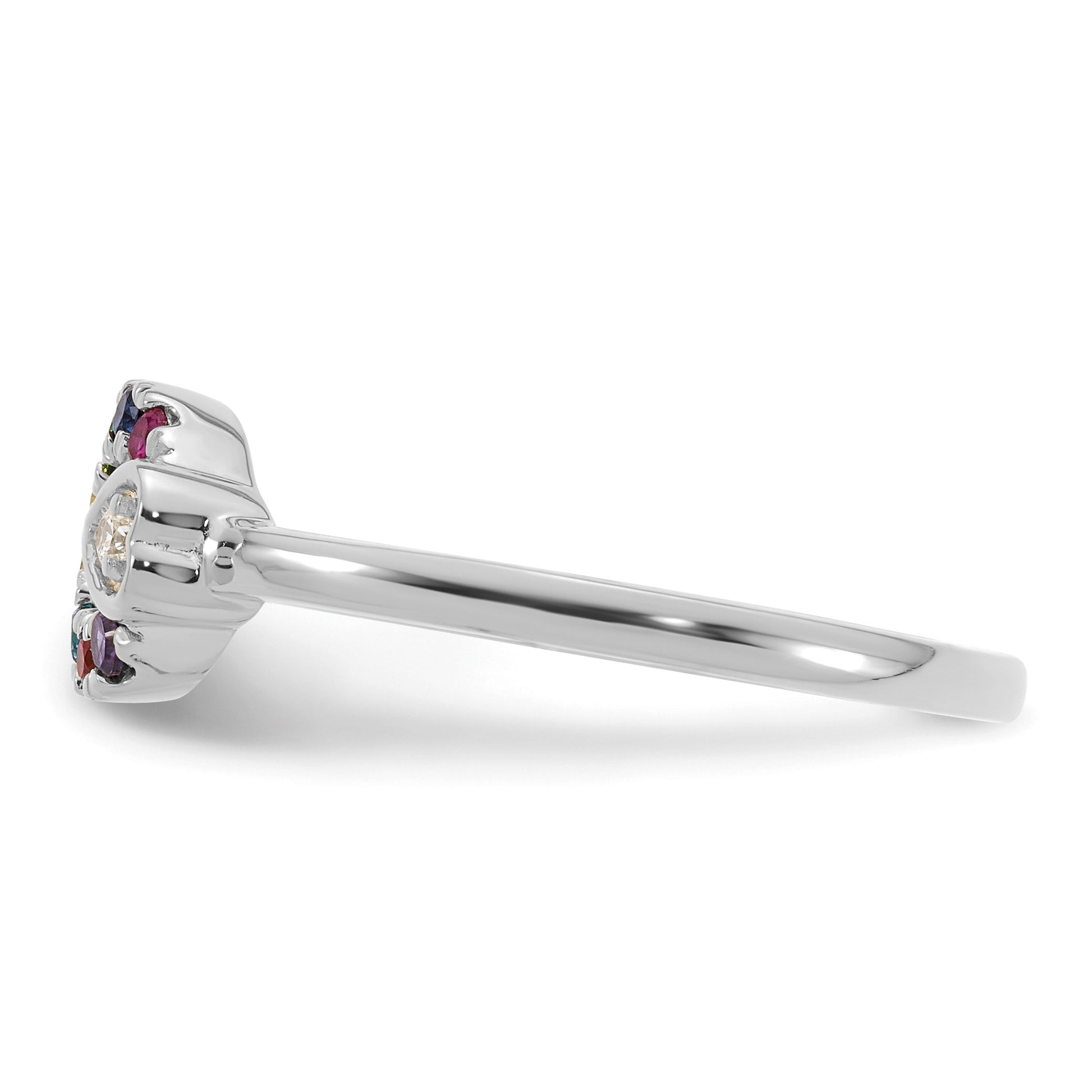 14k WG  Dia. Heart w/ 8 Birthstone Mother's Circle Ring Semi-mount