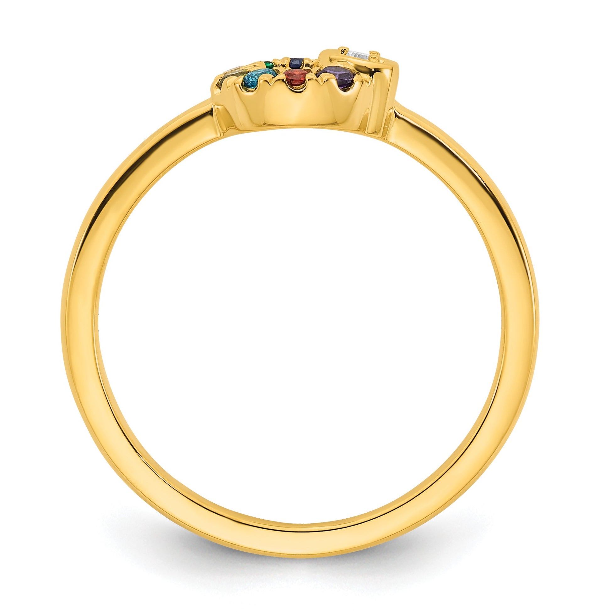 14k Diamond Heart w/8 Birthstone Mother's Circle Ring Semi-mount