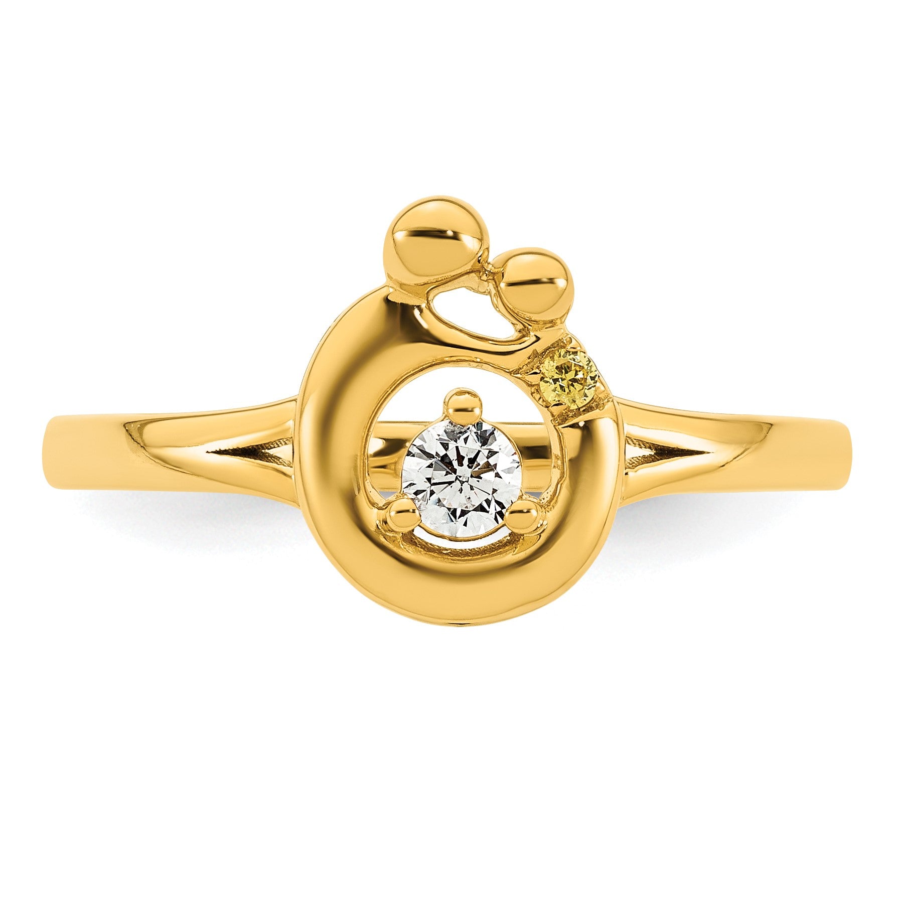 14k Diamond with 1 Birthstone Mother/Child Ring Semi-mount