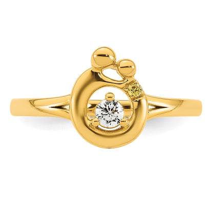 14k Diamond with 1 Birthstone Mother/Child Ring Semi-mount