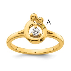 14k Diamond with 1 Birthstone Mother/Child Ring Semi-mount