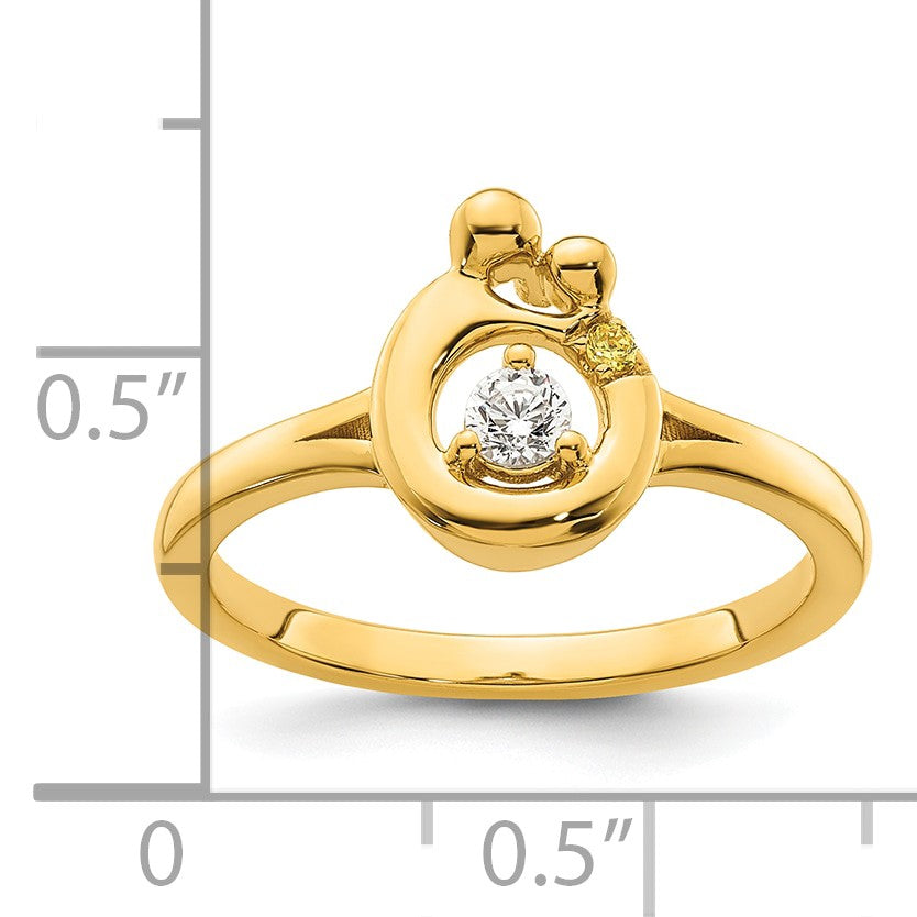 14k Diamond with 1 Birthstone Mother/Child Ring Semi-mount