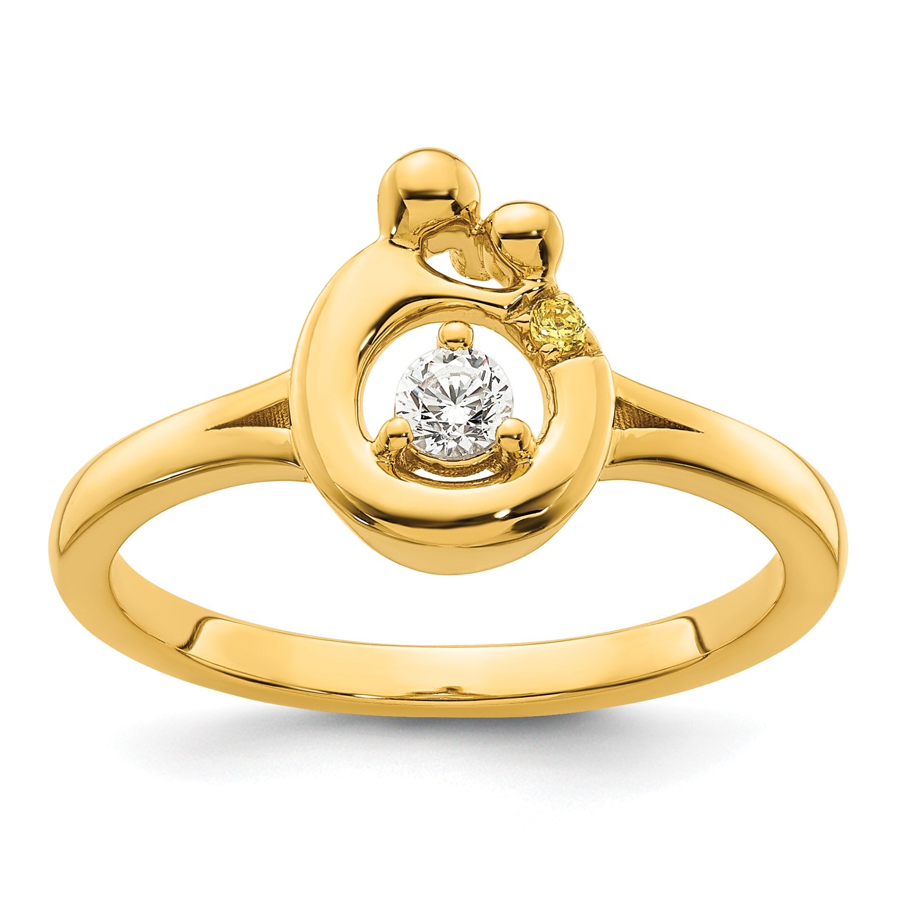 14k Diamond with 1 Birthstone Mother/Child Ring Semi-mount