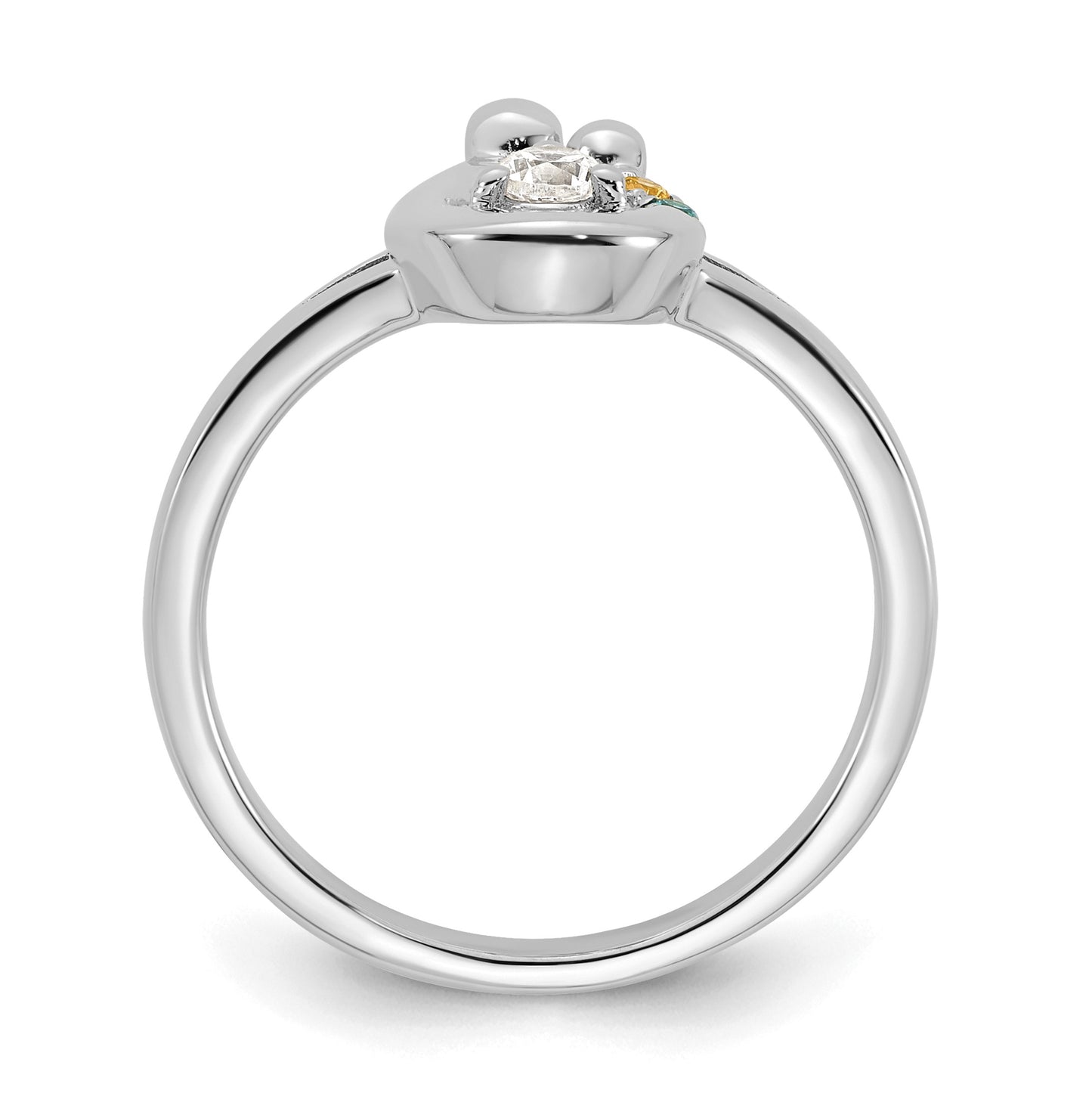 14k WG Diamond with 2 Birthstone Mother/Child Ring Semi-mount