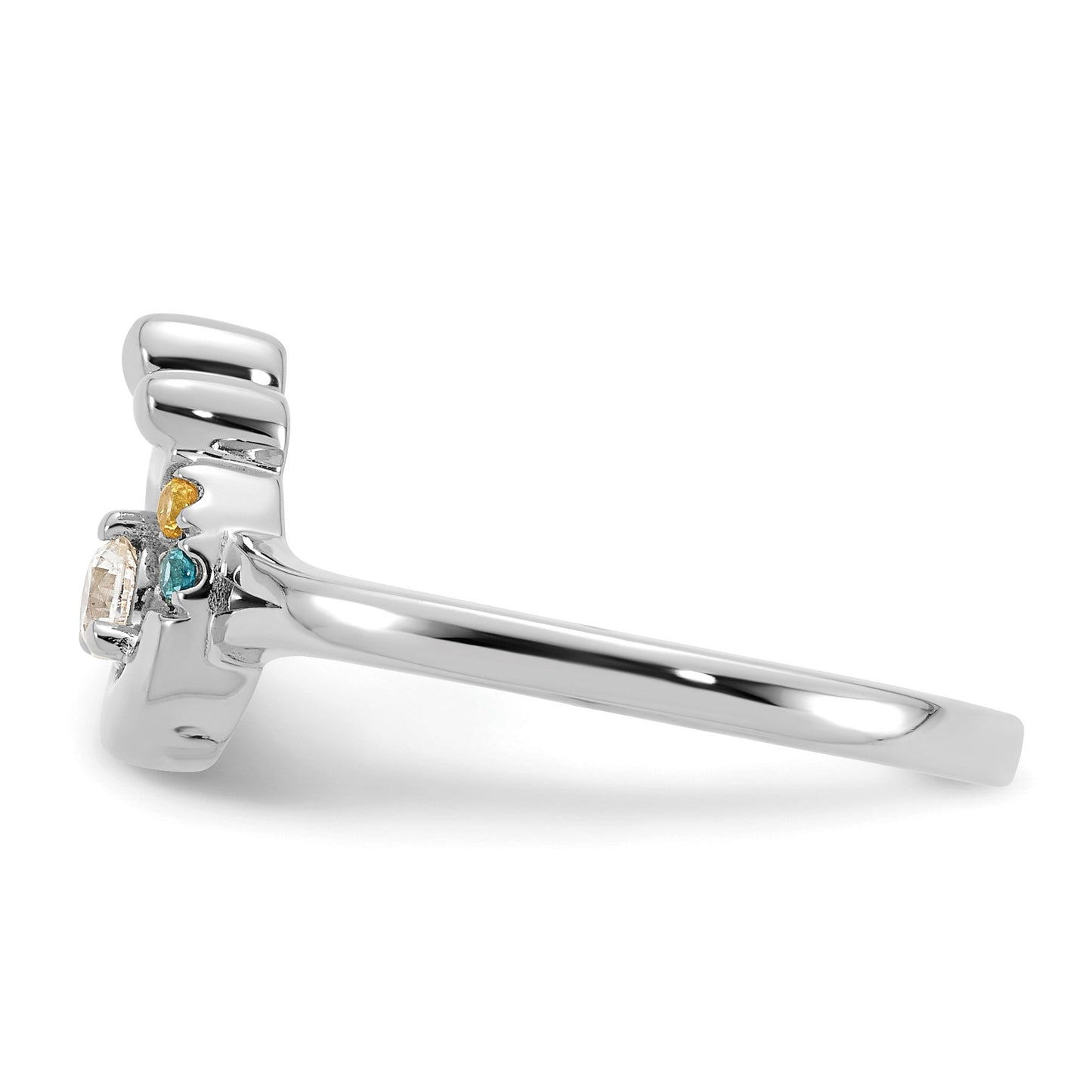 14k WG Diamond with 2 Birthstone Mother/Child Ring Semi-mount