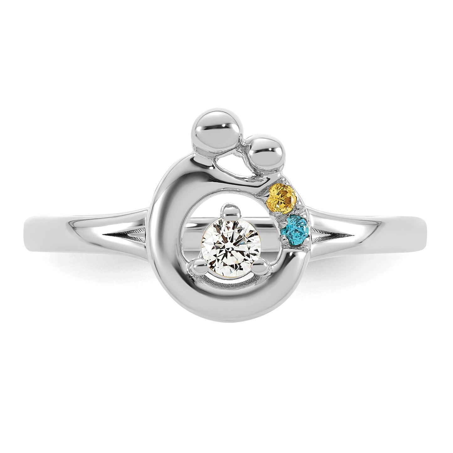 14k WG Diamond with 2 Birthstone Mother/Child Ring Semi-mount