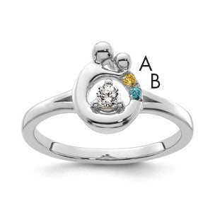 14k WG Diamond with 2 Birthstone Mother/Child Ring Semi-mount