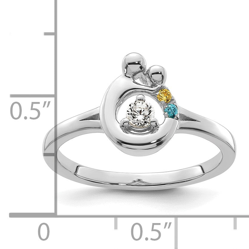 14k WG Diamond with 2 Birthstone Mother/Child Ring Semi-mount