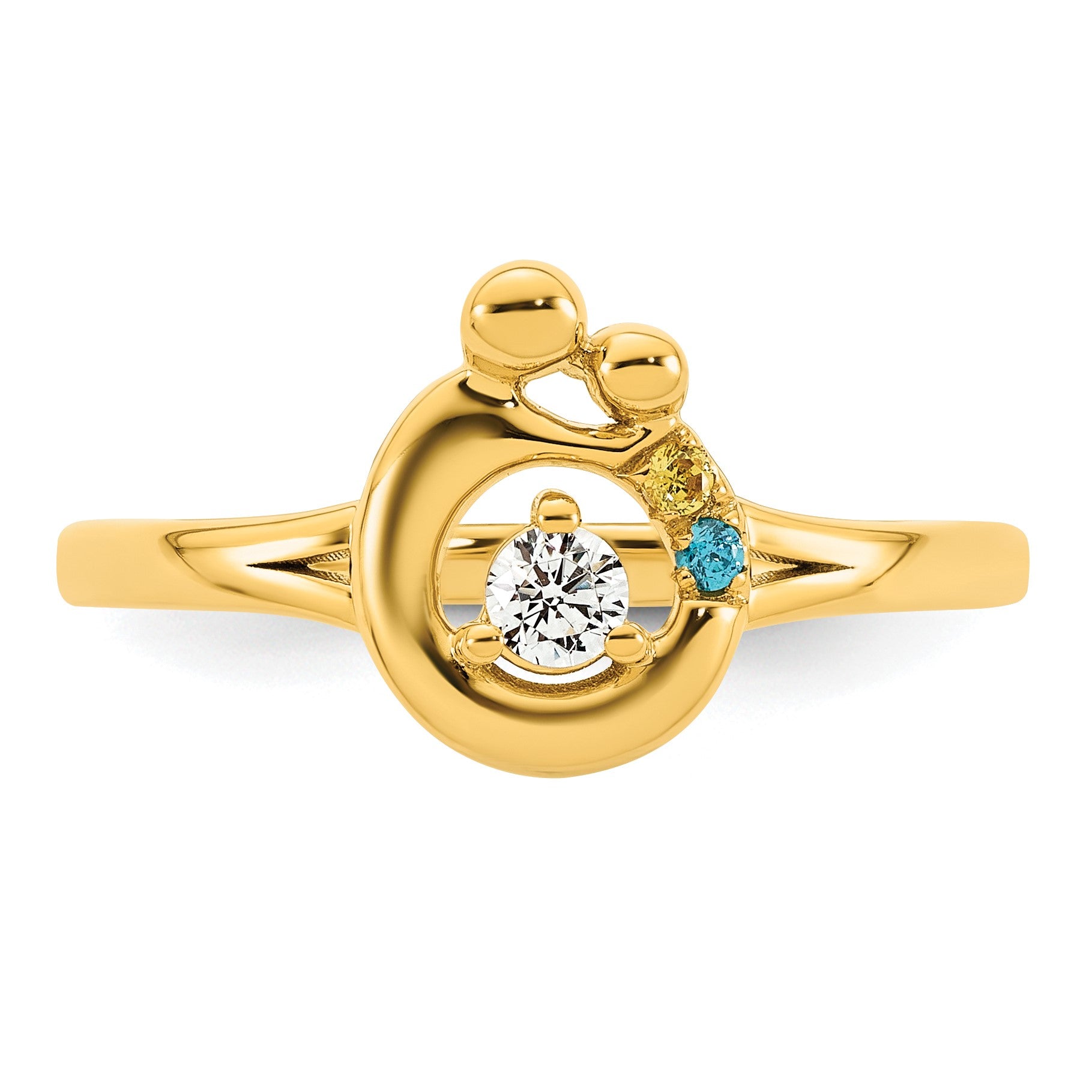 14k Diamond with 2 Birthstone Mother/Child Ring Semi-mount