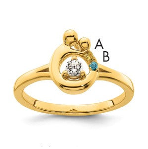 14k Diamond with 2 Birthstone Mother/Child Ring Semi-mount