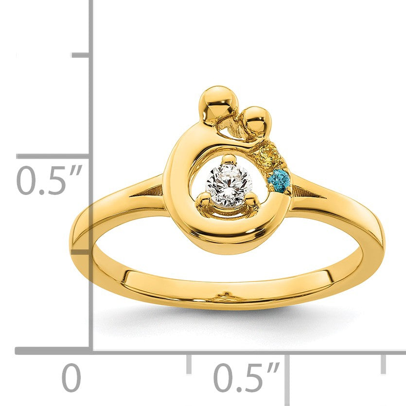 14k Diamond with 2 Birthstone Mother/Child Ring Semi-mount