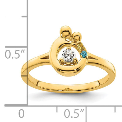 14k Diamond with 2 Birthstone Mother/Child Ring Semi-mount