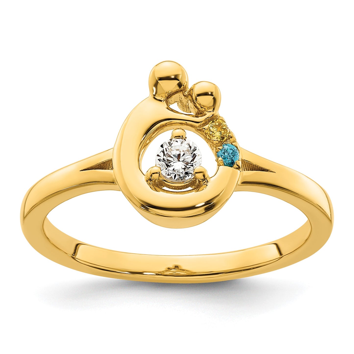 14k Diamond with 2 Birthstone Mother/Child Ring Semi-mount