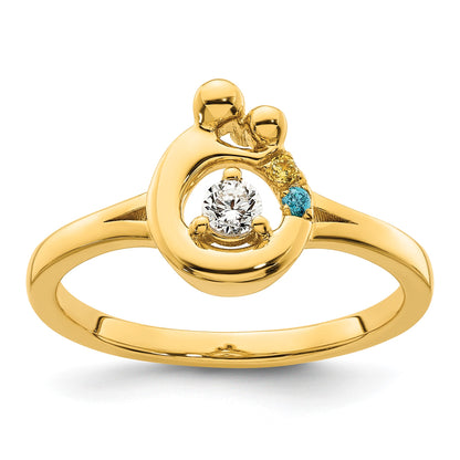14k Diamond with 2 Birthstone Mother/Child Ring Semi-mount