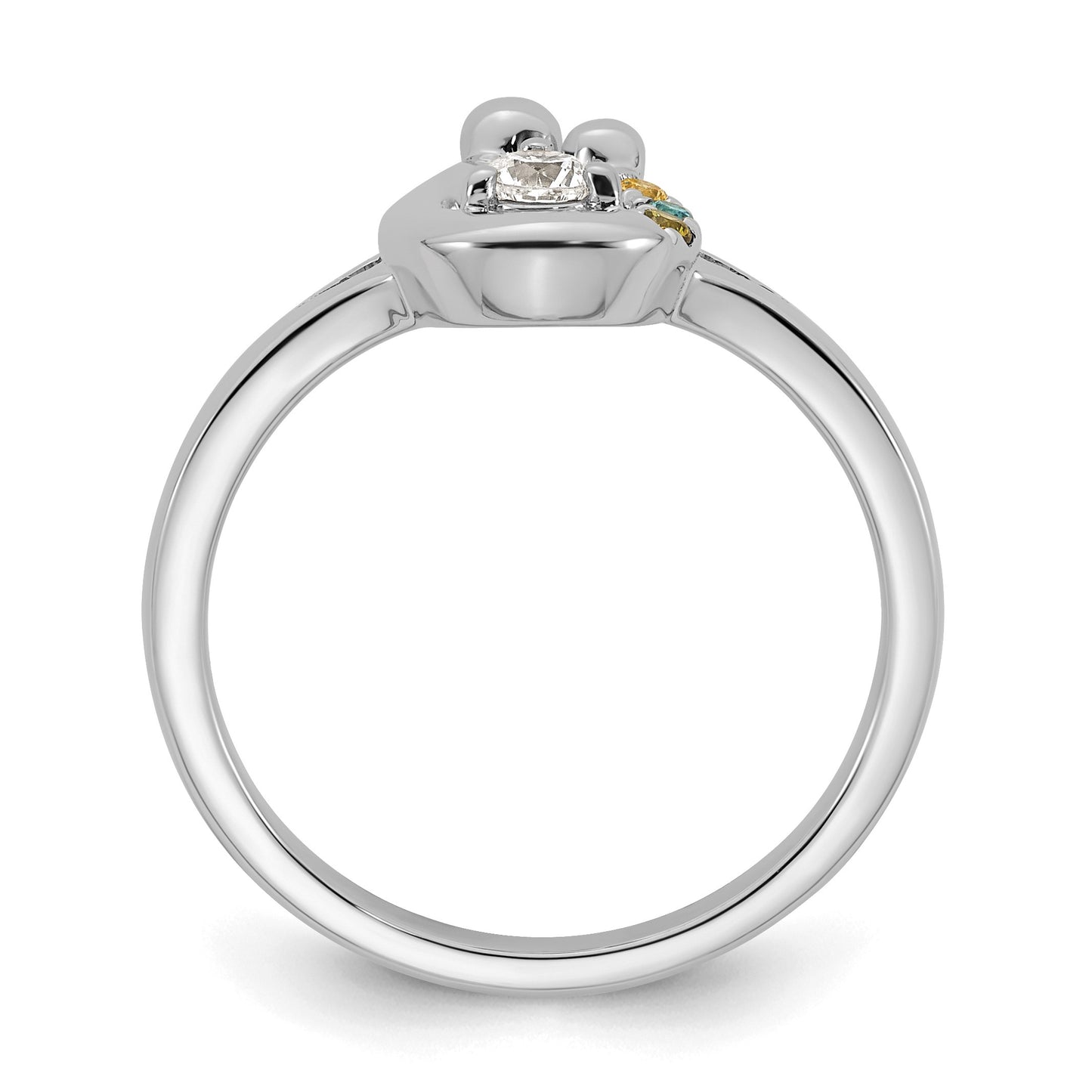 14k WG Diamond with 3 Birthstone Mother/Child Ring Semi-mount