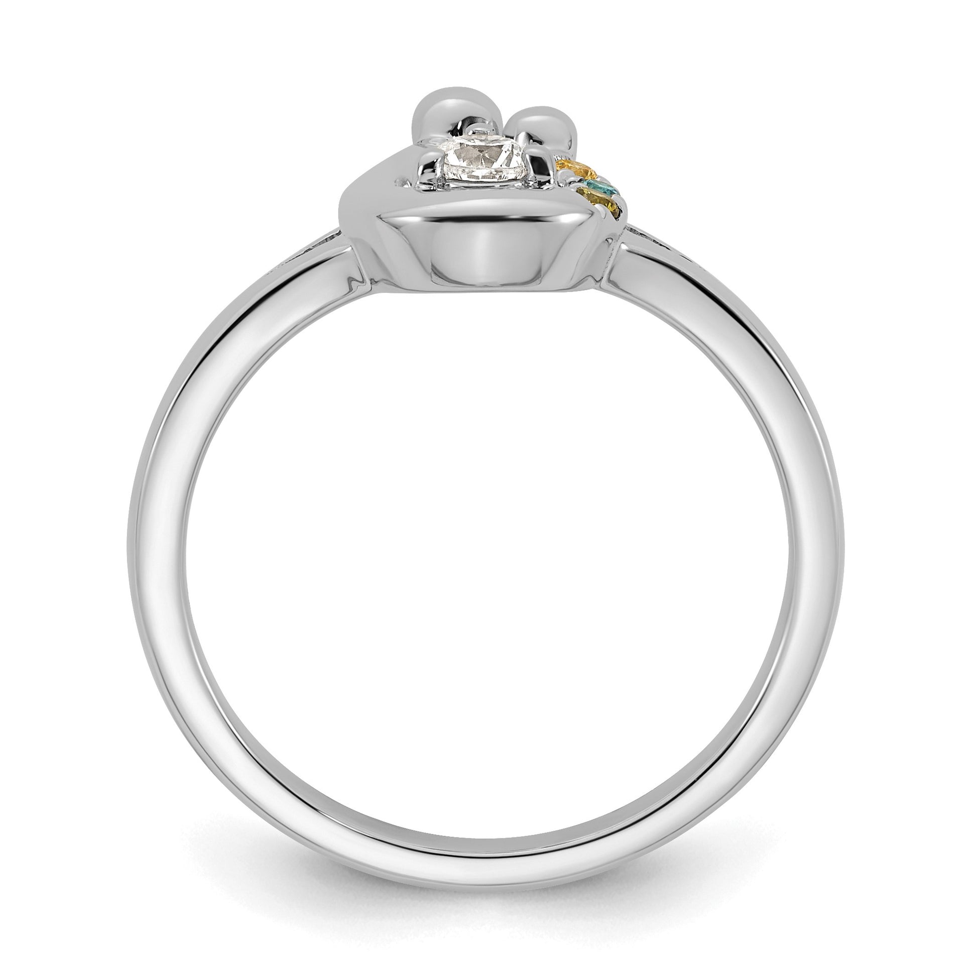 14k WG Diamond with 3 Birthstone Mother/Child Ring Semi-mount