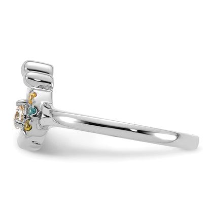 14k WG Diamond with 3 Birthstone Mother/Child Ring Semi-mount