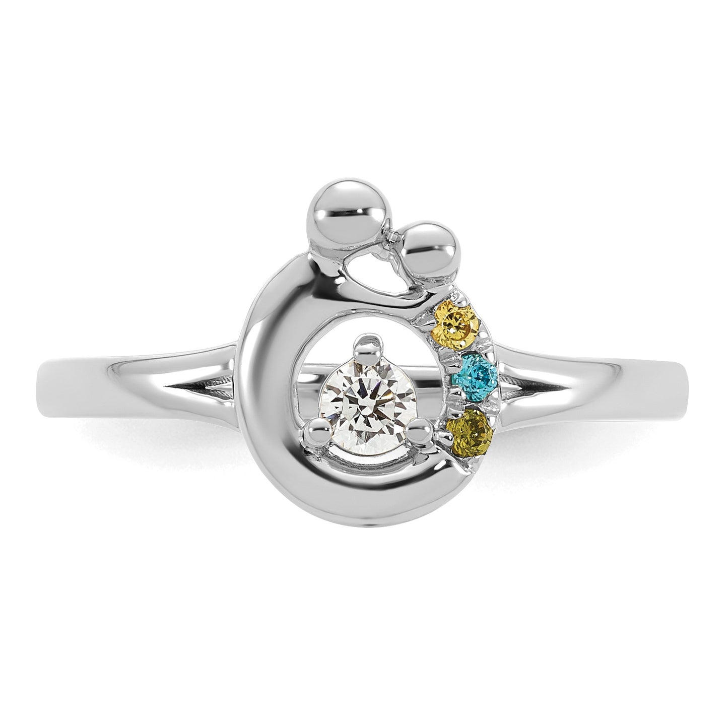 14k WG Diamond with 3 Birthstone Mother/Child Ring Semi-mount