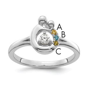 14k WG Diamond with 3 Birthstone Mother/Child Ring Semi-mount