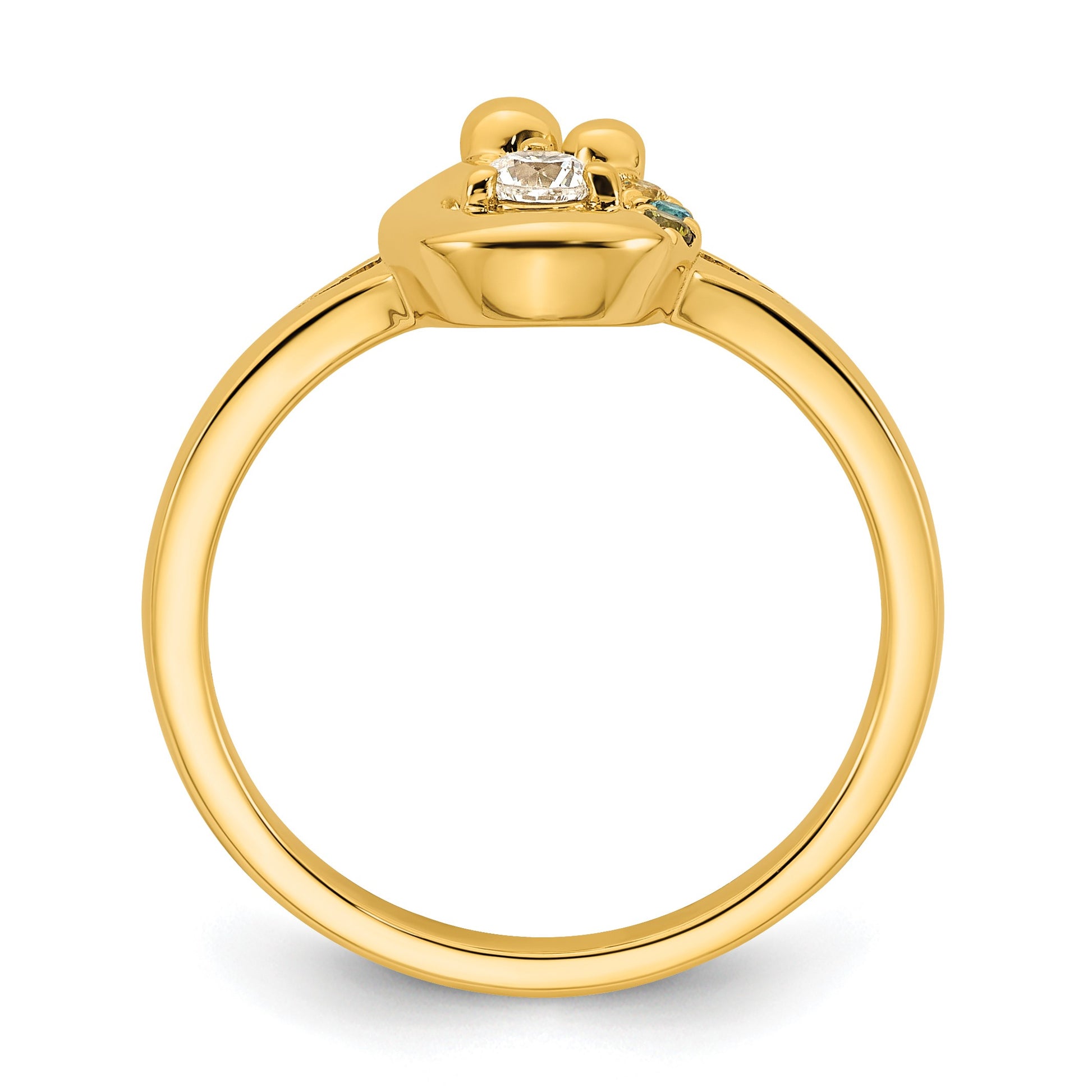 14k Diamond with 3 Birthstone Mother/Child Ring Semi-mount
