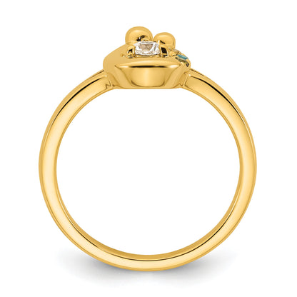 14k Diamond with 3 Birthstone Mother/Child Ring Semi-mount