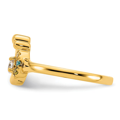 14k Diamond with 3 Birthstone Mother/Child Ring Semi-mount