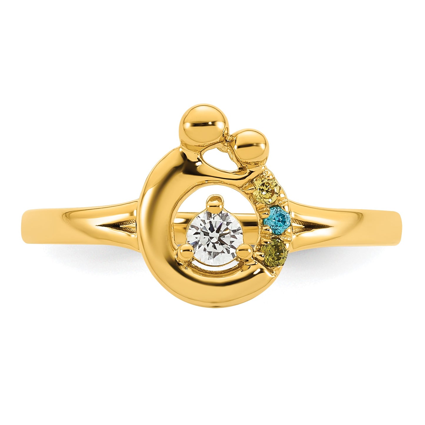 14k Diamond with 3 Birthstone Mother/Child Ring Semi-mount