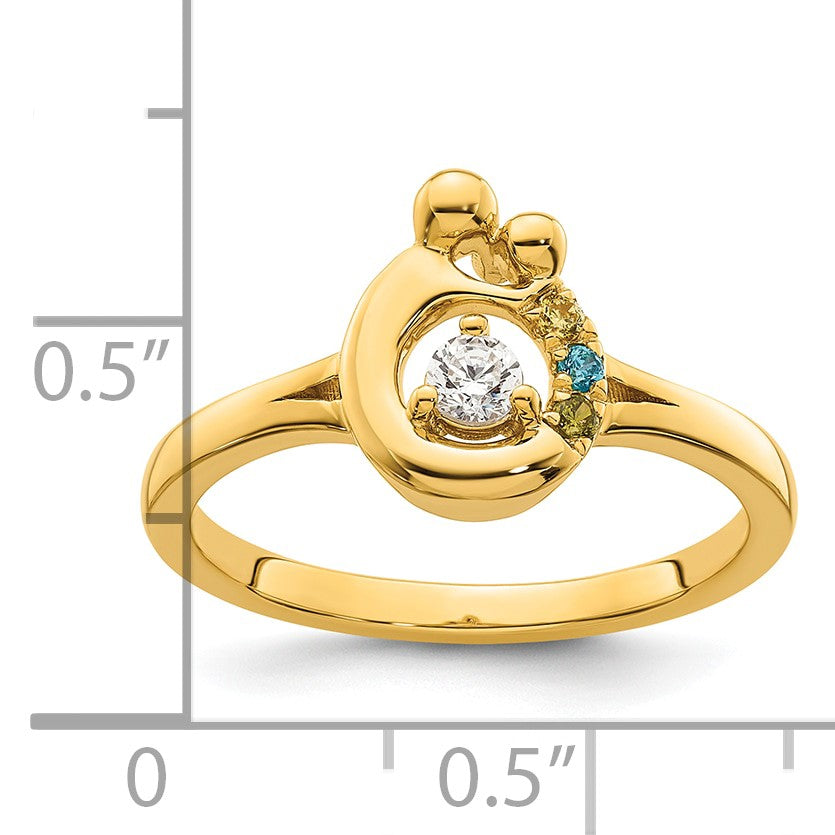 14k Diamond with 3 Birthstone Mother/Child Ring Semi-mount