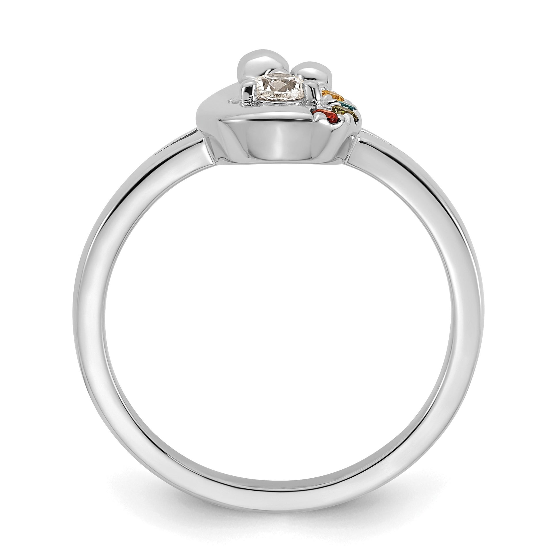14k WG Diamond with 4 Birthstone Mother/Child Ring Semi-mount