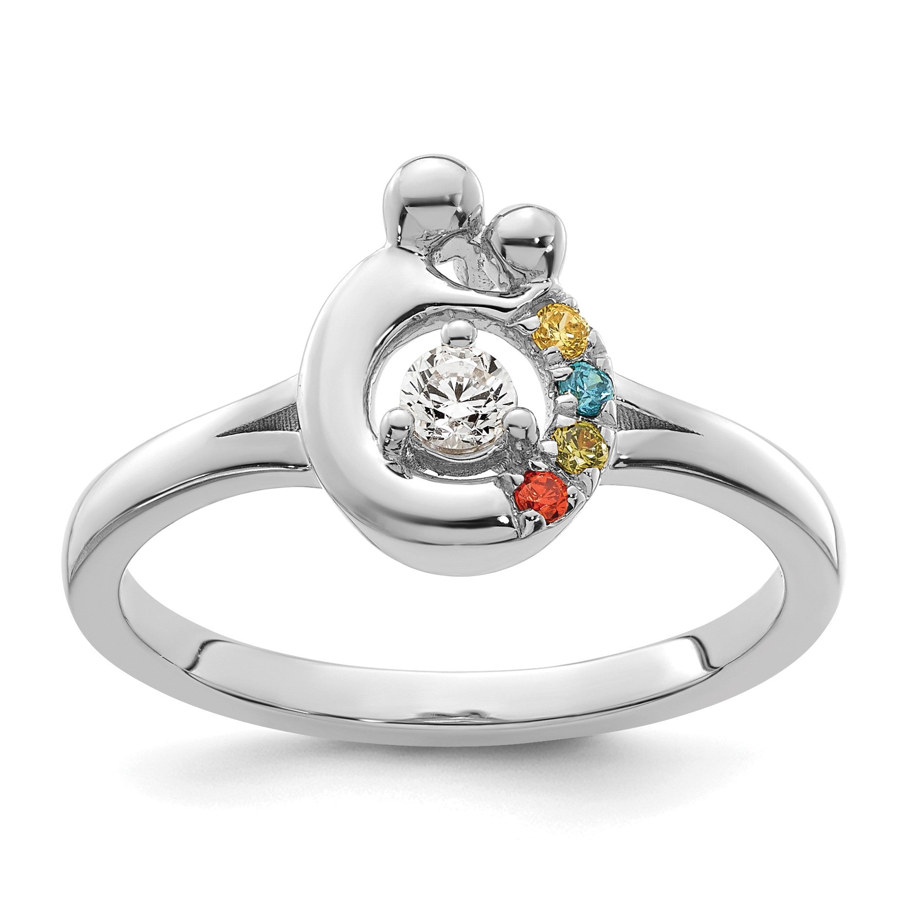 14k WG Diamond with 4 Birthstone Mother/Child Ring Semi-mount