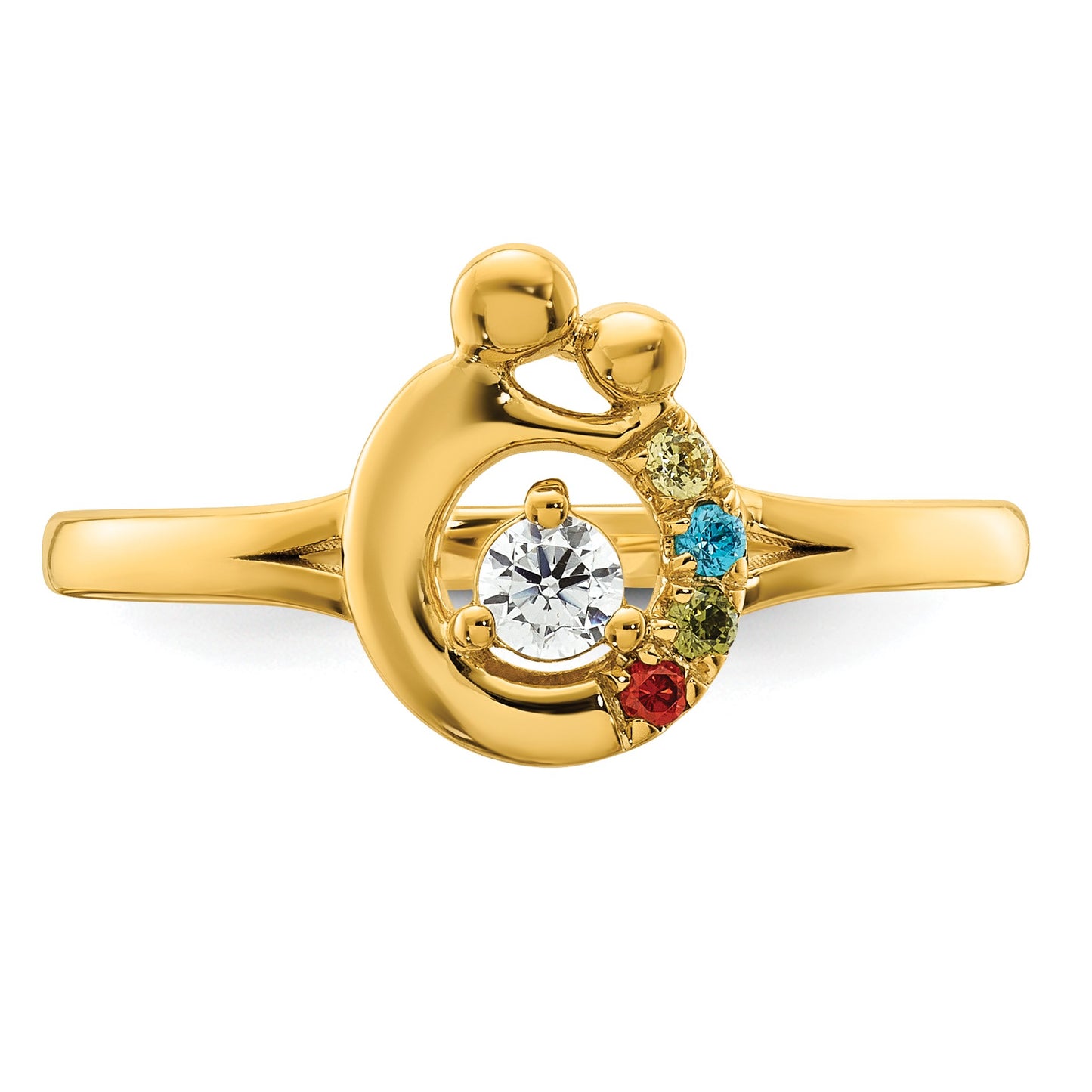 14k Diamond with 4 Birthstone Mother/Child Ring Semi-mount