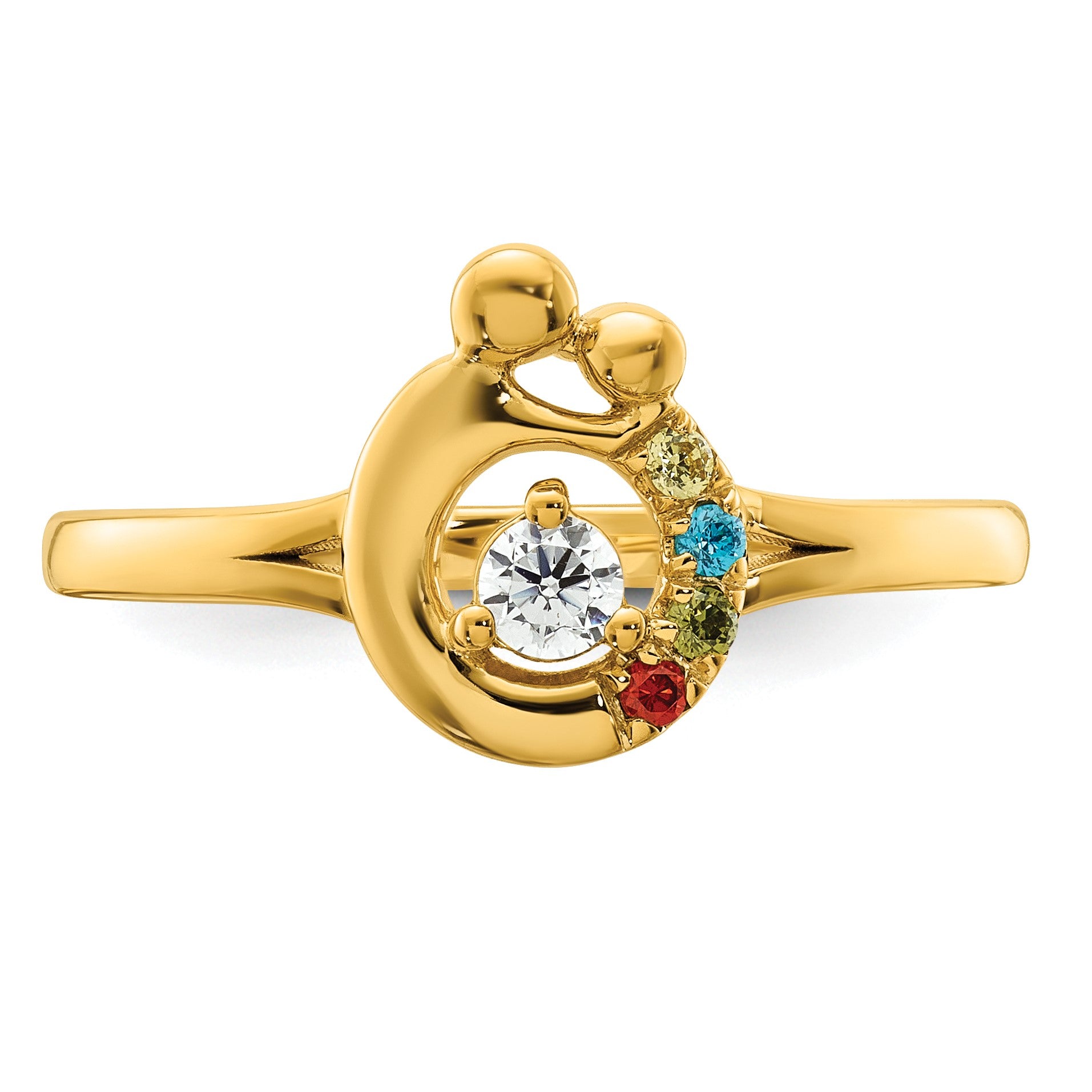 14k Diamond with 4 Birthstone Mother/Child Ring Semi-mount