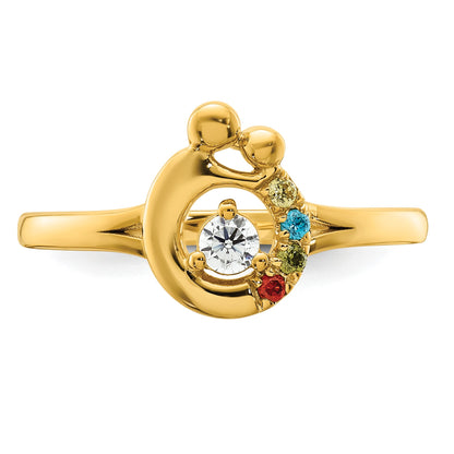 14k Diamond with 4 Birthstone Mother/Child Ring Semi-mount
