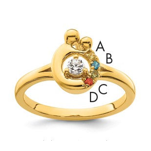 14k Diamond with 4 Birthstone Mother/Child Ring Semi-mount