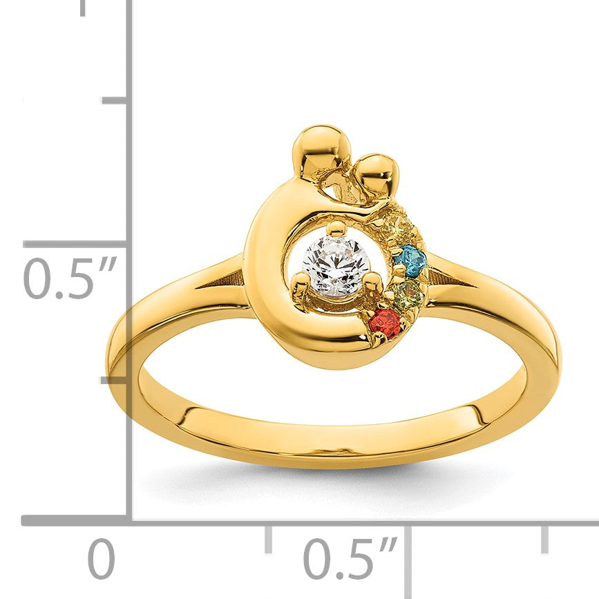 14k Diamond with 4 Birthstone Mother/Child Ring Semi-mount