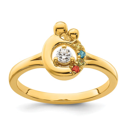 14k Diamond with 4 Birthstone Mother/Child Ring Semi-mount